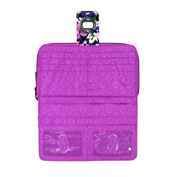 Vera Bradley Flower Garden Turn Lock Wallet Quilted Floral Zip Around Colorful - Picture 3 of 4